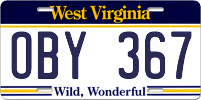 WV license plate OBY367