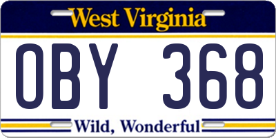 WV license plate OBY368