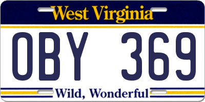 WV license plate OBY369