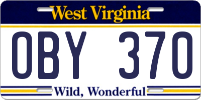 WV license plate OBY370