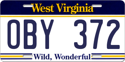 WV license plate OBY372
