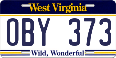 WV license plate OBY373