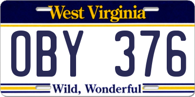 WV license plate OBY376