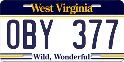 WV license plate OBY377