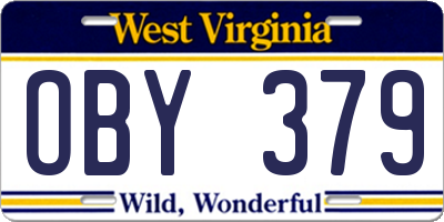 WV license plate OBY379