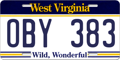WV license plate OBY383