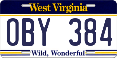 WV license plate OBY384
