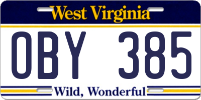 WV license plate OBY385