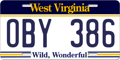 WV license plate OBY386