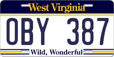 WV license plate OBY387
