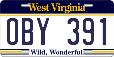 WV license plate OBY391
