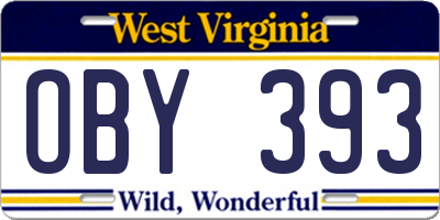 WV license plate OBY393