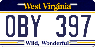 WV license plate OBY397