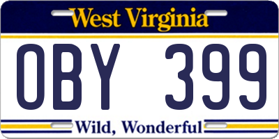 WV license plate OBY399