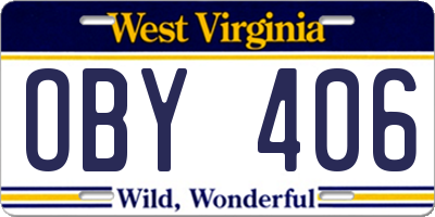 WV license plate OBY406