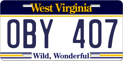 WV license plate OBY407