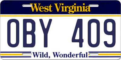 WV license plate OBY409