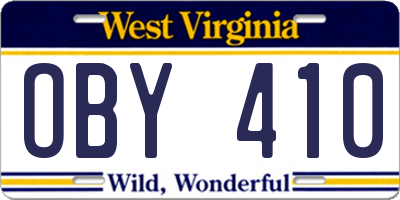 WV license plate OBY410