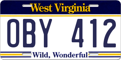 WV license plate OBY412