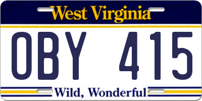 WV license plate OBY415