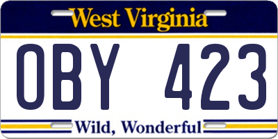 WV license plate OBY423