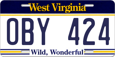 WV license plate OBY424