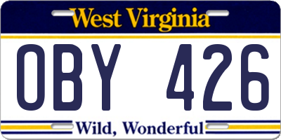WV license plate OBY426