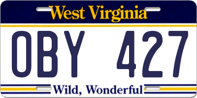 WV license plate OBY427