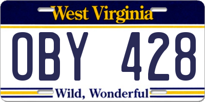 WV license plate OBY428