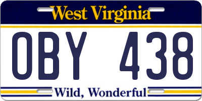 WV license plate OBY438