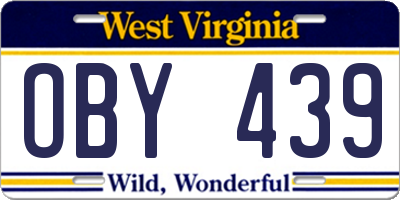 WV license plate OBY439
