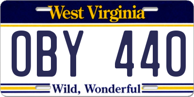 WV license plate OBY440
