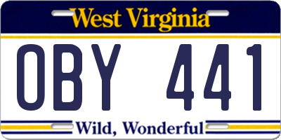 WV license plate OBY441
