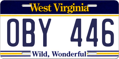 WV license plate OBY446