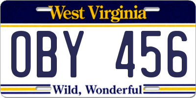 WV license plate OBY456