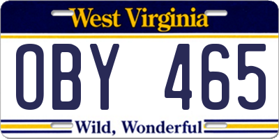 WV license plate OBY465