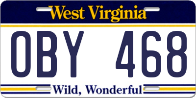 WV license plate OBY468