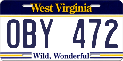 WV license plate OBY472
