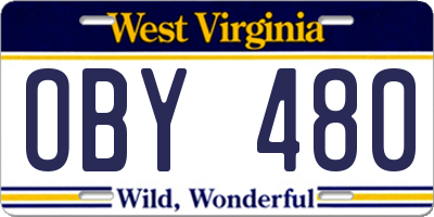 WV license plate OBY480