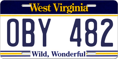WV license plate OBY482