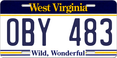 WV license plate OBY483