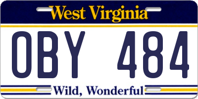 WV license plate OBY484