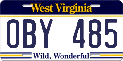 WV license plate OBY485