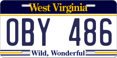 WV license plate OBY486