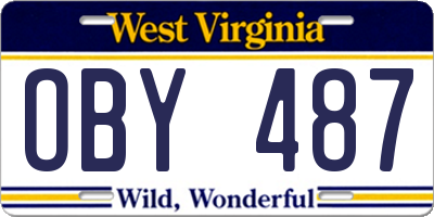 WV license plate OBY487
