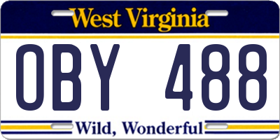 WV license plate OBY488