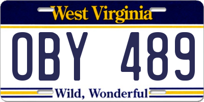 WV license plate OBY489