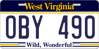 WV license plate OBY490