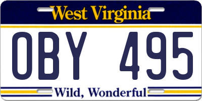 WV license plate OBY495