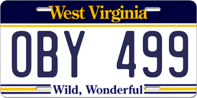 WV license plate OBY499